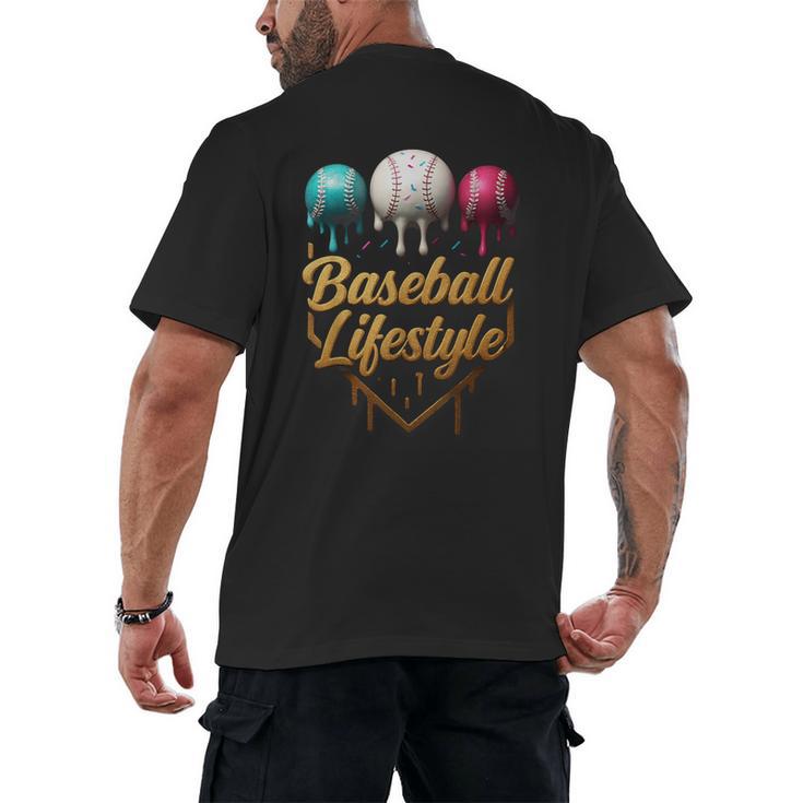 Baseball Lifestyle Drip Men's Back Print T-Shirt