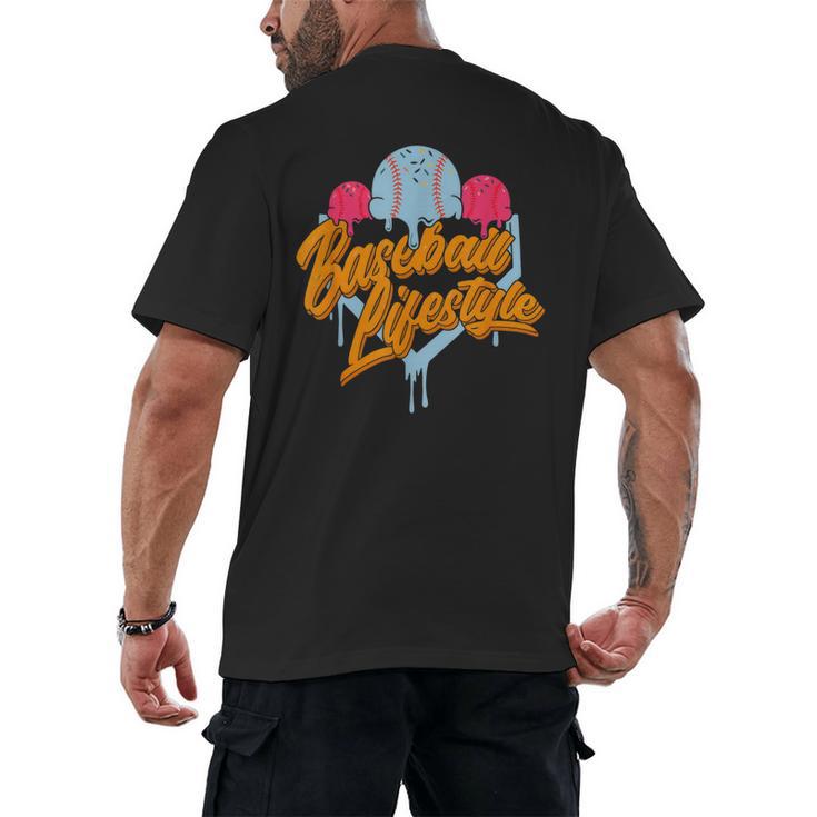 Baseball Lifestyle Home Plate Ice Cream Drip Men Boys Kids Men's Back Print T-Shirt