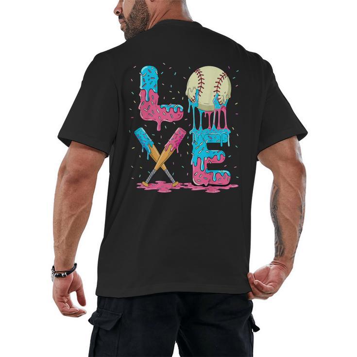 Baseball Love Drip Ice Cream Colorful Baseball Men's Back Print T-Shirt