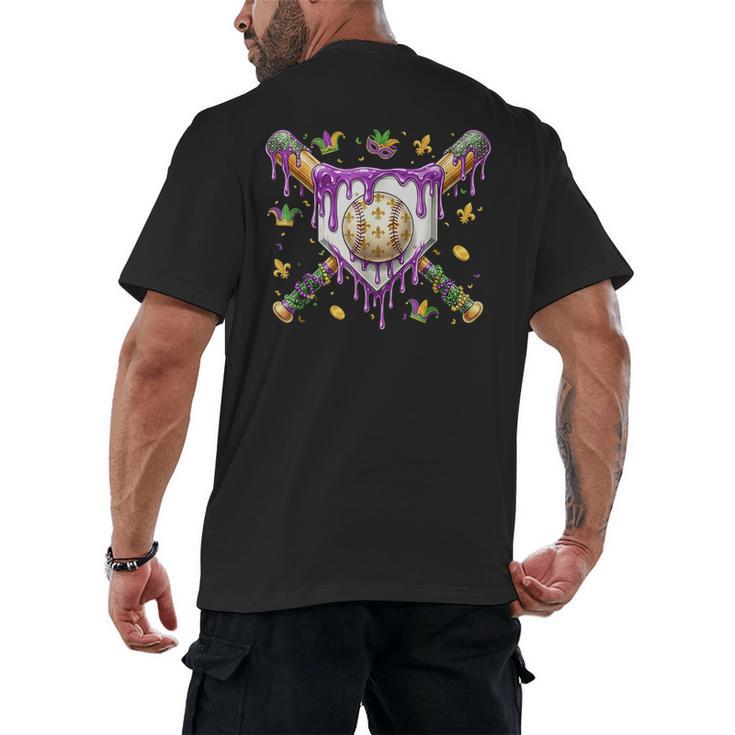 Baseball Mardi Gras Carnival Party Mask Ice Cream Drip Boys Men's Back Print T-Shirt