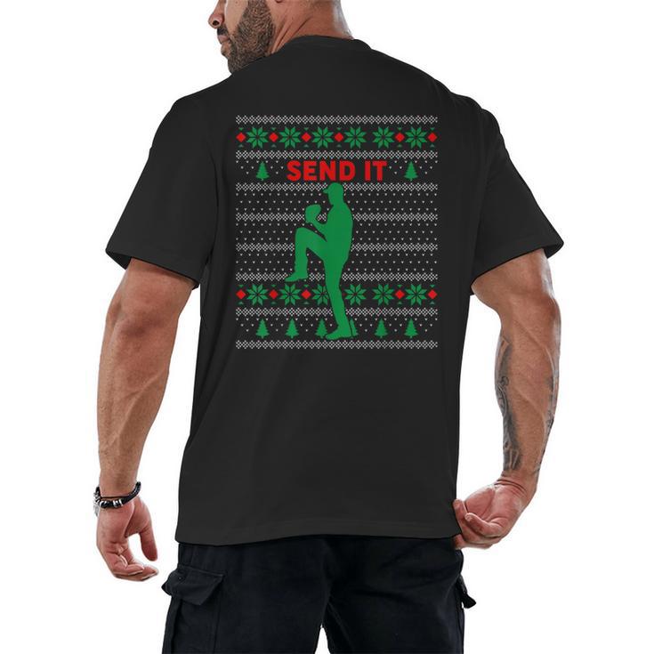 Baseball Player Christmas Pajama Send It Xmas PJs Boys Men's Back Print T-Shirt