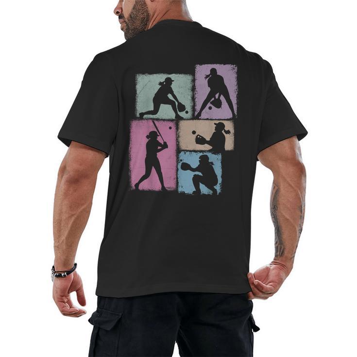 Baseball Player Collage Women Kids Coach Youth Girl Men's Back Print T-Shirt