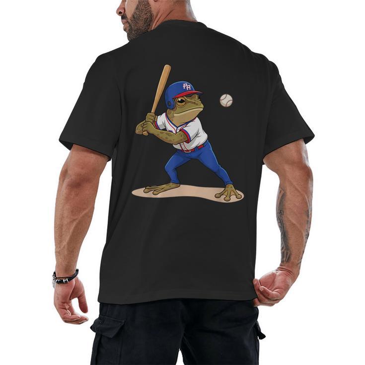 Baseball Puerto Rico Patriotic Flag Boricua Baseball Player Men's Back Print T-Shirt
