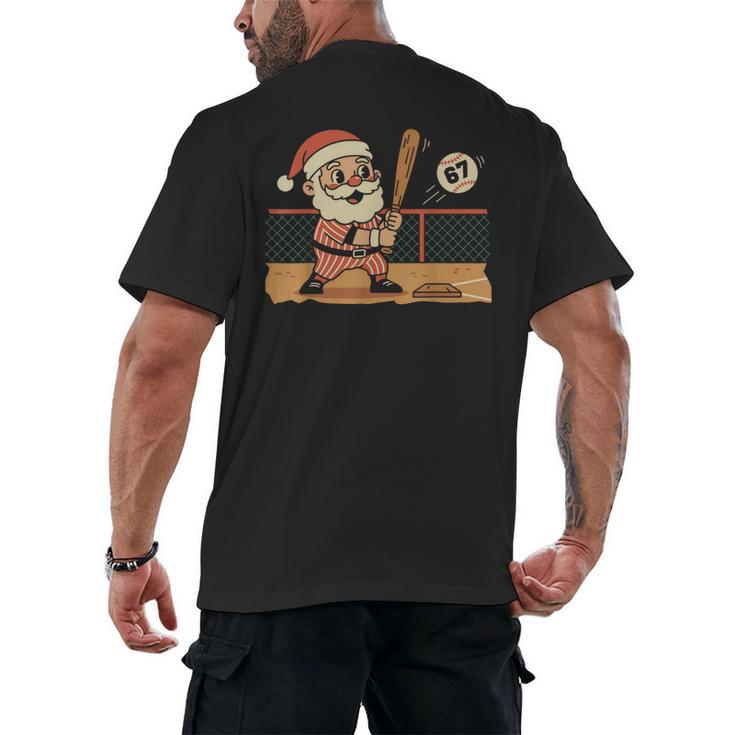 Baseball Santa 67 Christmas Xmas Boys Retro Men's Back Print T-Shirt