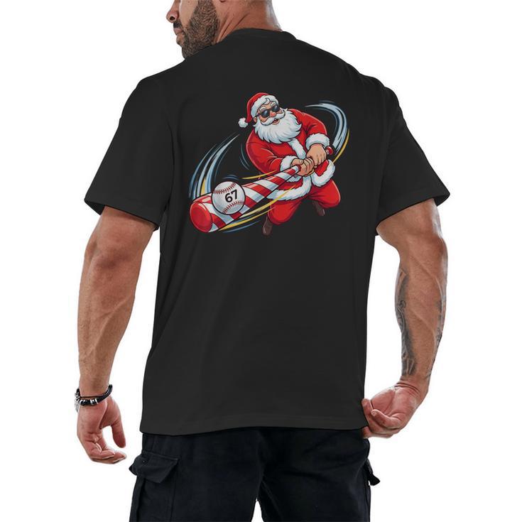 Baseball Santa 67 Christmas Xmas Pajamas Boys Men's Back Print T-Shirt