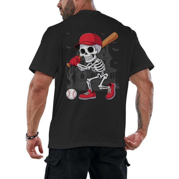 Baseball Skeleton Halloween Playing Men's Back Print T-Shirt