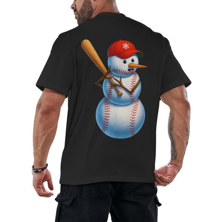 Baseball Snowman Merry Christmas Xmas Pajamas Men Women Kids Men's Back Print T-Shirt