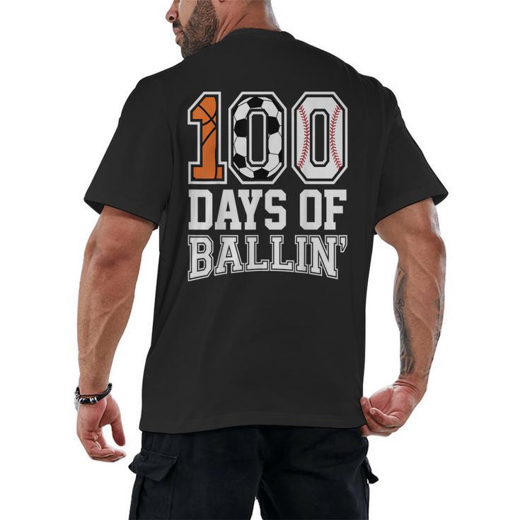 Baseball Soccer Basketball 100 Days Of School Men's Back Print T-Shirt