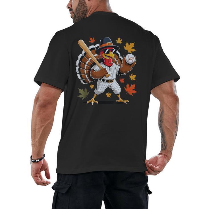 Baseball Turkey 67 Meme Thanksgiving For Boys Toddlers Kid Men's Back Print T-Shirt