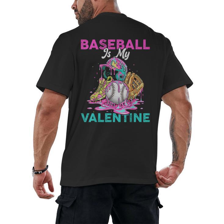 Baseball Is My Valentine Ice Cream Drip Crossed Bats Sport Men's Back Print T-Shirt