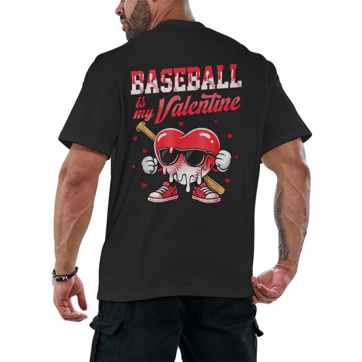 Baseball Is My Valentine Shirt Heart Drip Baseball Lovers Men's Back Print T-Shirt