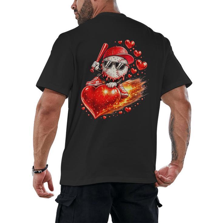 Baseball Valentine's Day Drip Ice Cream Team Men's Back Print T-Shirt