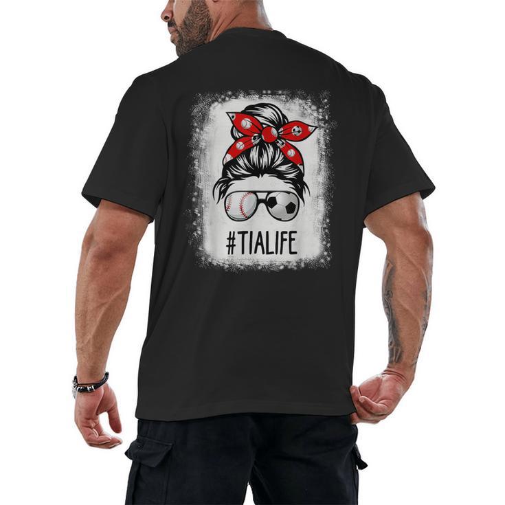 Bleached Tia Life Soccer Messy Bun Baseball Game Day Men's Back Print T-Shirt