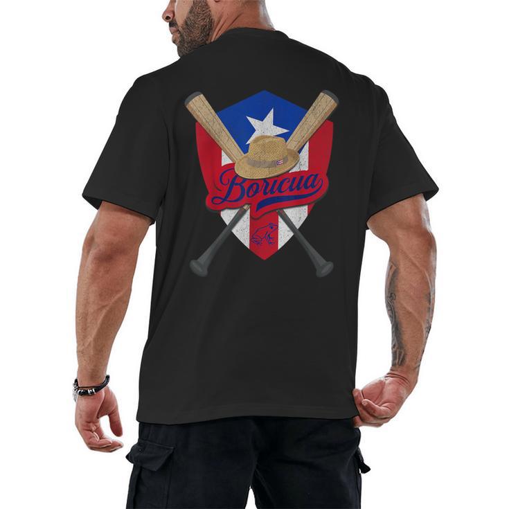 Boricua Puerto Rico Baseball Coqui Frog Pava Hat Fan Men's Back Print T-Shirt