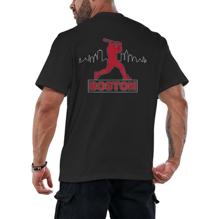 Boston Lovers Skyline Retro Baseball Heartbeat Men Women Men's Back Print T-Shirt