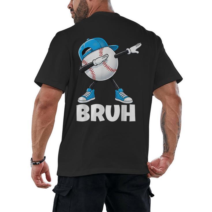 Boys Baseball Graphic Tee Teen Apparel Cute Meme Bruh Men's Back Print T-Shirt