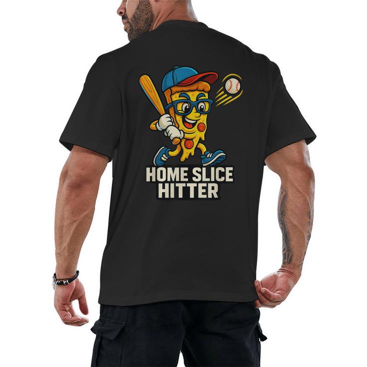 Boys Pizza Theme Baseball Home Hitter Men's Back Print T-Shirt