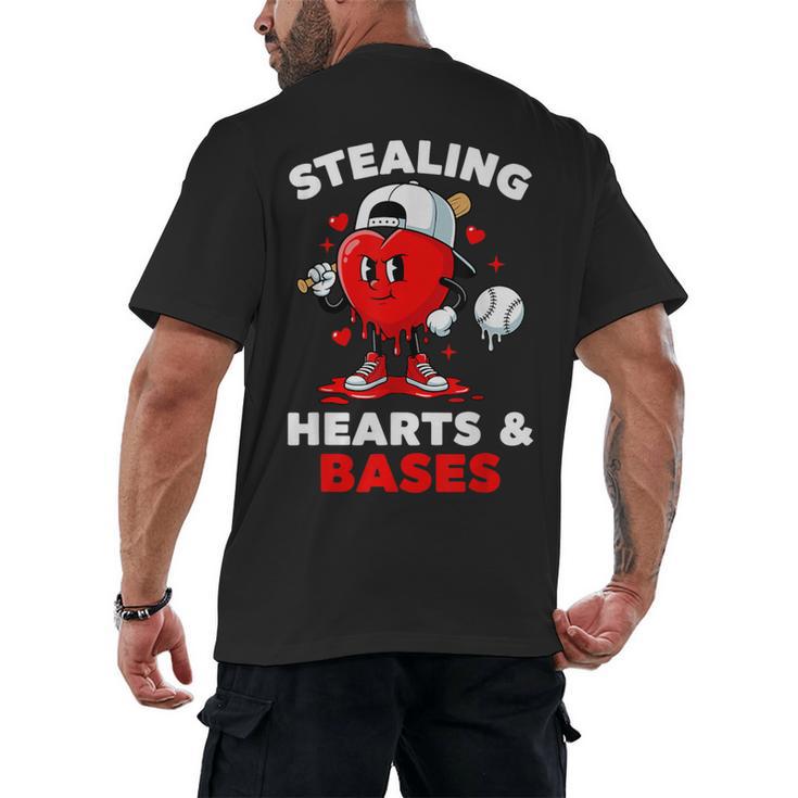 Boys Valentines Baseball Drip Icecream Stealing Hearts Kids Men's Back Print T-Shirt