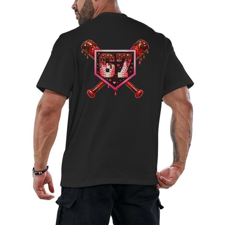 Chocolate 67 Drip Baseball Valentine Love Sports Men's Back Print T-Shirt