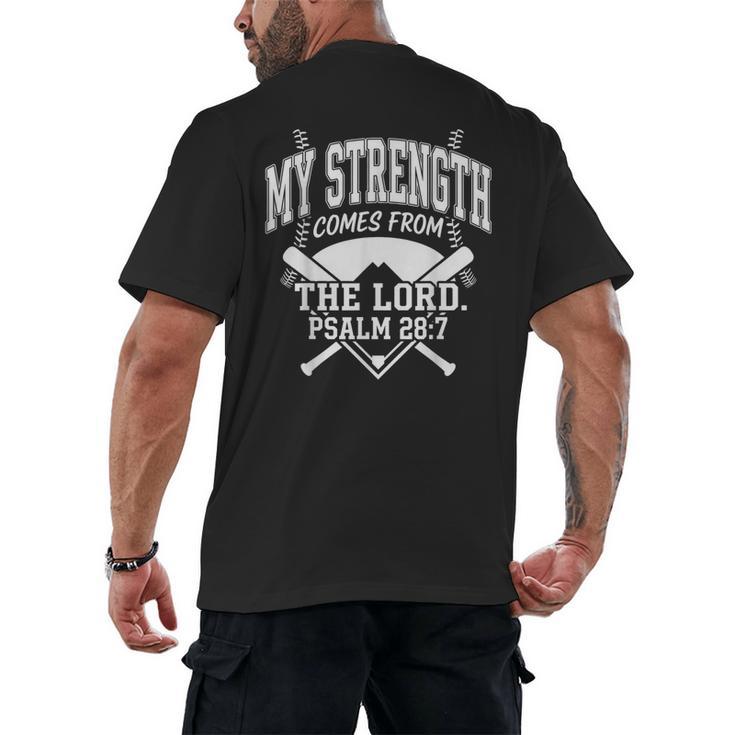 Christian Baseball My Strength Comes From The Lord Baseball Men's Back Print T-Shirt