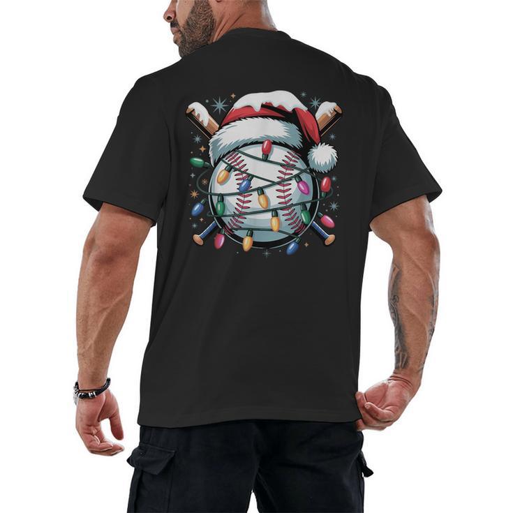 Christmas Baseball Boy Youth Kid Men Santa Hat Xmas Baseball Men's Back Print T-Shirt