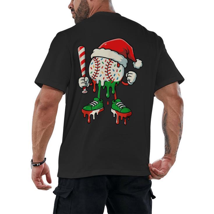 Christmas Baseball Drip For Boys Ice Cream Drip Baseball Men's Back Print T-Shirt