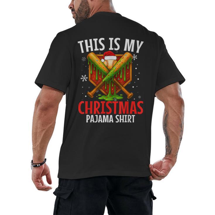 My Christmas Baseball Pajama Helmet Santa Xmas Men Boys Men's Back Print T-Shirt