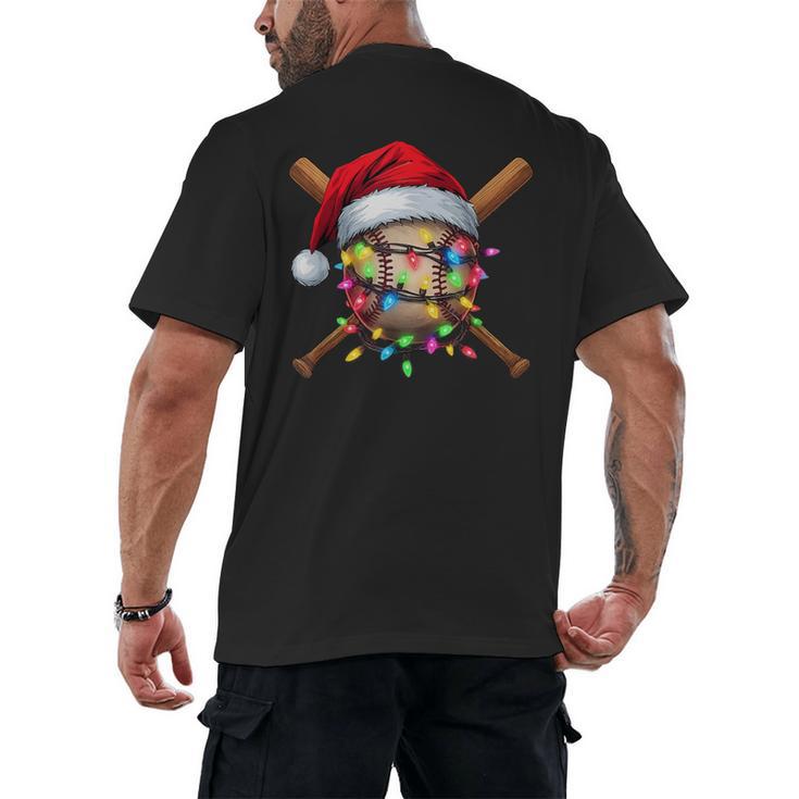 Christmas Baseball Pajama Santa For Men Boys Girls Kids Xmas Men's Back Print T-Shirt