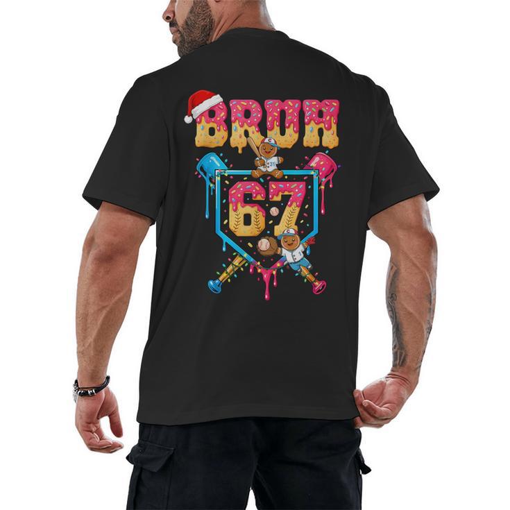 Christmas Gingerbread Bruh 67 Baseball Ice Cream Drip Kids Men's Back Print T-Shirt