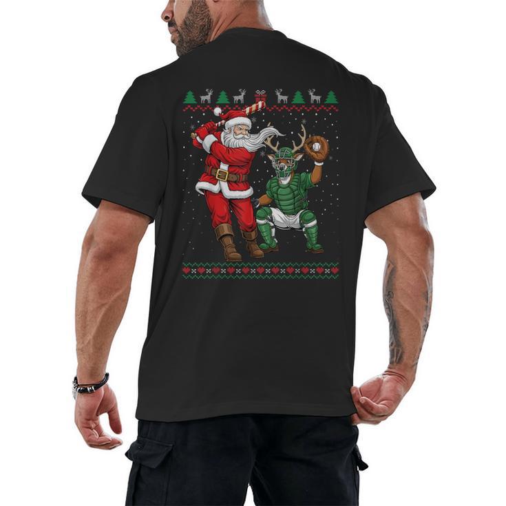 Christmas Santa Baseball Ugly Sweater Men's Back Print T-Shirt