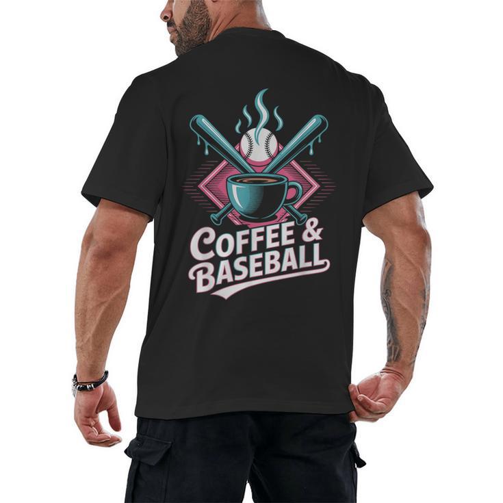 Coffee And Baseball Baseball Player Men's Back Print T-Shirt