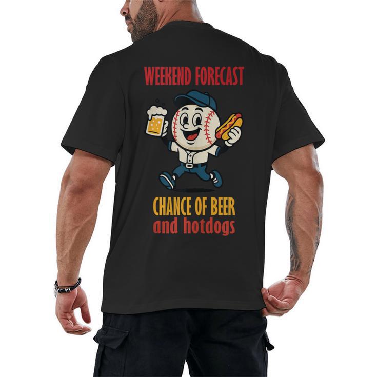 Cute Baseball Fan Weekend Forecast Change Of Beer And Hotdog Men's Back Print T-Shirt