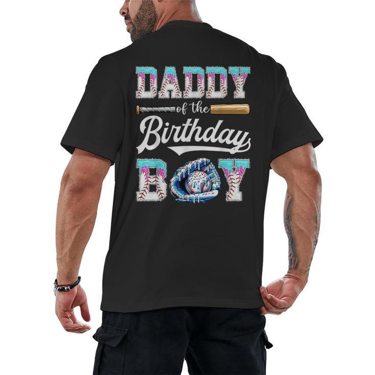 Daddy Of The Birthday Boy Baseball Ice Cream Drip Matching Men's Back Print T-Shirt