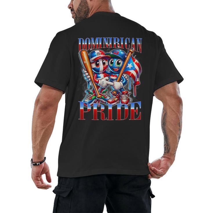 Dominican Puerto Rican Pride Baseball Flag Unity Men's Back Print T-Shirt