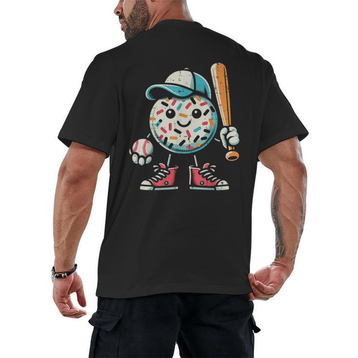 Donut Baseball Hat Ball Bat Cute Sport Toddler Boys Kids Men Men's Back Print T-Shirt