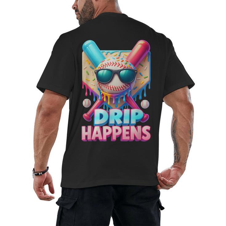 Drip Happens Baseball Ice Cream Bat And Ball With Sunglasses Men's Back Print T-Shirt