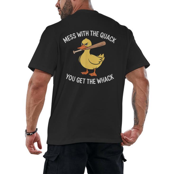 Duck And Baseball Bat Mess With The Quack You Get Whack Men's Back Print T-Shirt