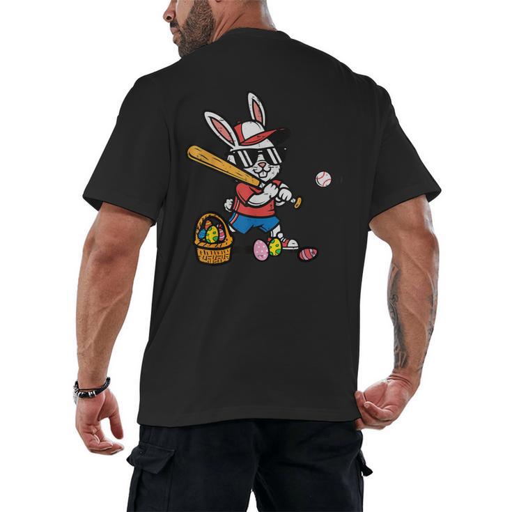 Easter Bunny Baseball Player Batter Rabbit Boys Kids Men Men's Back Print T-Shirt