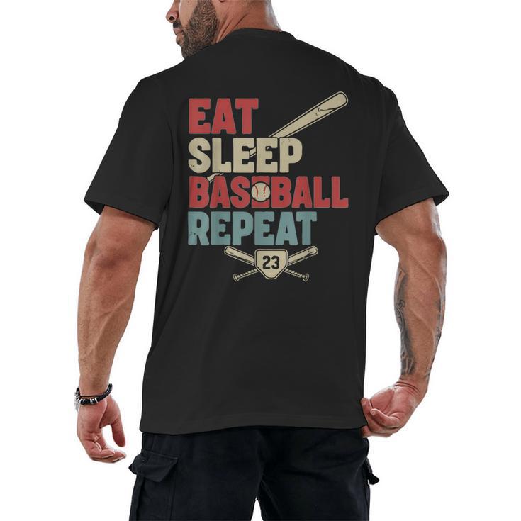 Eat Sleep Baseball Repeat Bat Ball Player Fan Men's Back Print T-Shirt