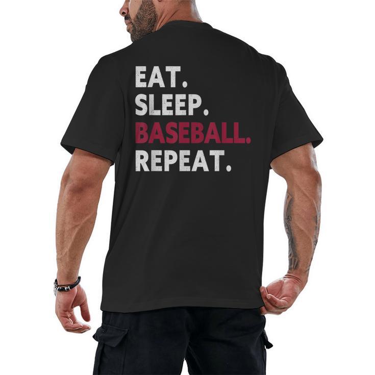 Eat Sleep Baseball Repeat Baseball Player Men's Back Print T-Shirt