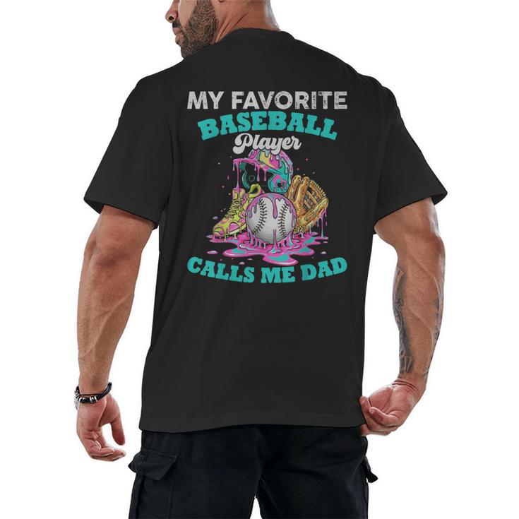 My Favorite Baseball Player Calls Me Dad Ice Cream Drip Men's Back Print T-Shirt