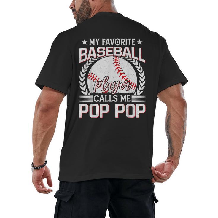 My Favorite Baseball Player Calls Me Pop Pop Men's Back Print T-Shirt