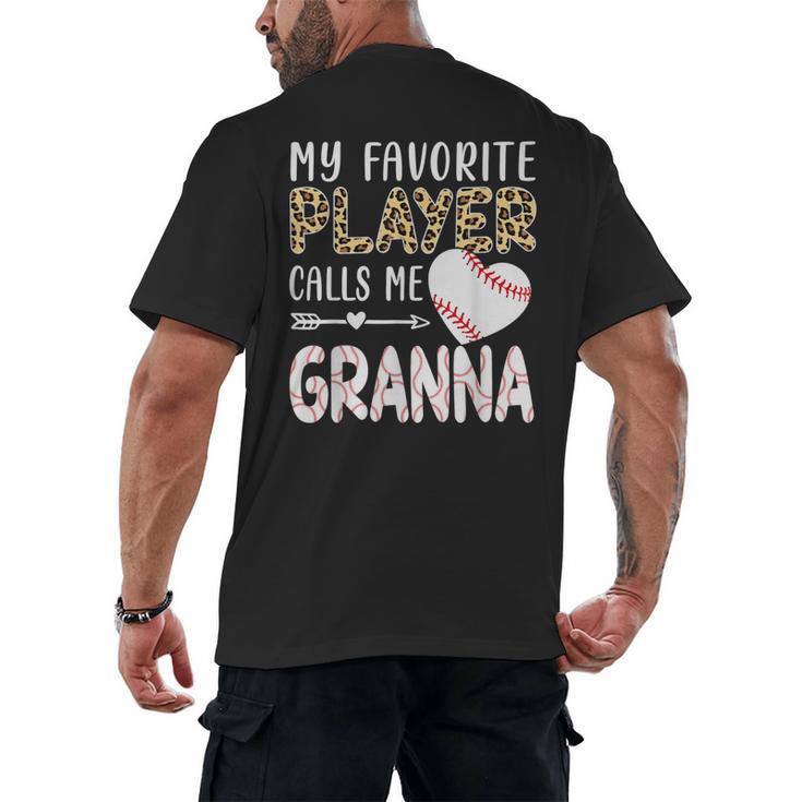 My Favorite Player Calls Me Granna Baseball Leopard Men's Back Print T-Shirt