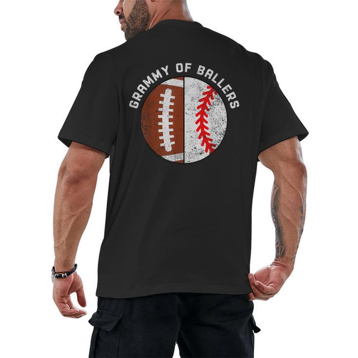 Grammy Of Ballers Football Baseball Grandma Grammy Men's Back Print T-Shirt
