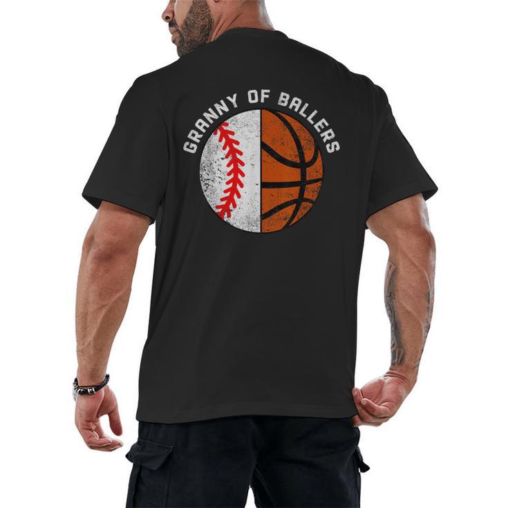 Granny Of Ballers Baseball Basketball Grandma Granny Men's Back Print T-Shirt