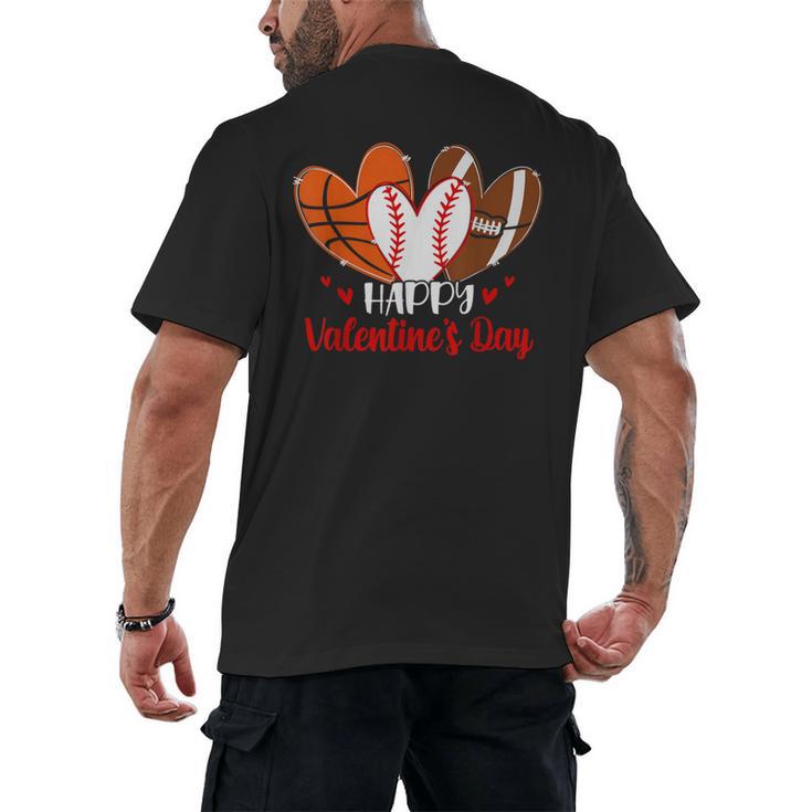 Happy Valentines Day Shirt Boys Basketball Baseball Football Men's Back Print T-Shirt
