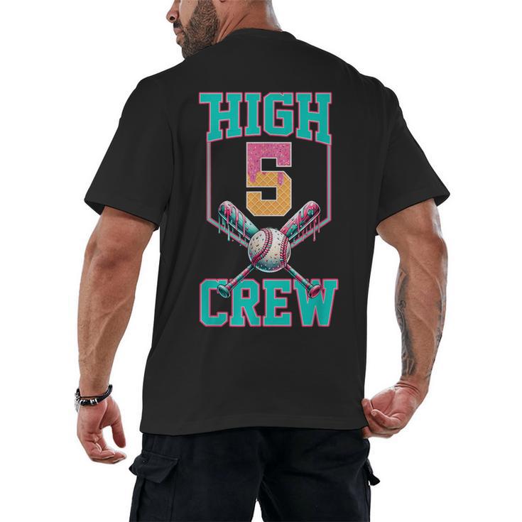 Hi 5 Birthday Party Decorations For Boy Baseball Drip 5th Men's Back Print T-Shirt