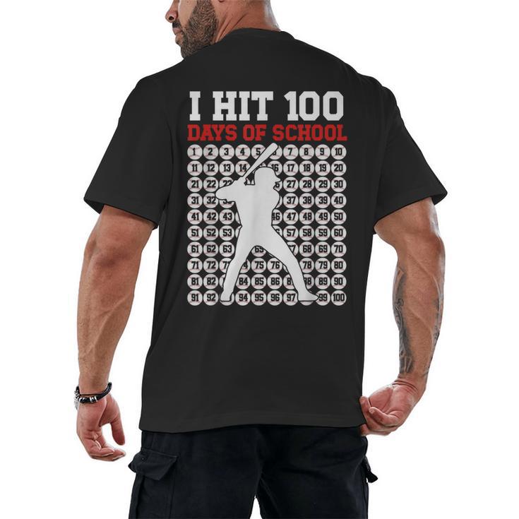 I Hit 100 Days Of School Baseball 100 Day Of School Men's Back Print T-Shirt