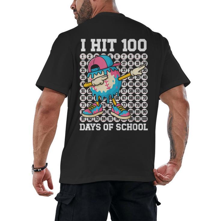 I Hit 100 Days Of School Baseball Ice Cream Drip Boys Girls Men's Back Print T-Shirt