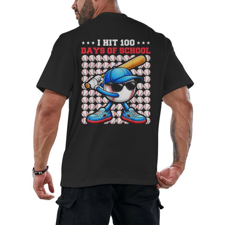 I Hit 100 Days Of School Baseball Player Kids Boys Son Men's Back Print T-Shirt